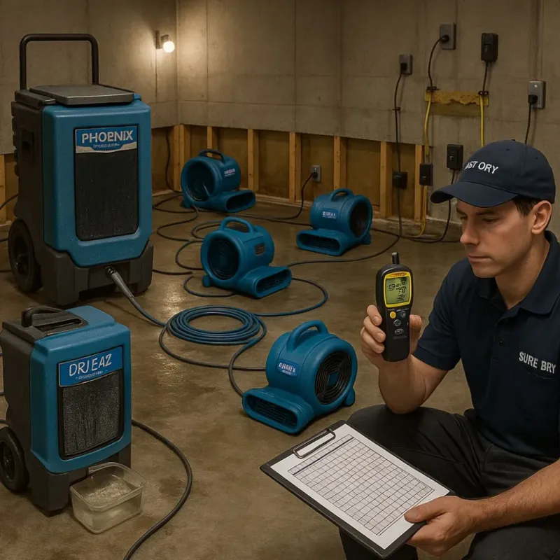 Structural Drying and Dehumidification process in Hudson Lake, IN